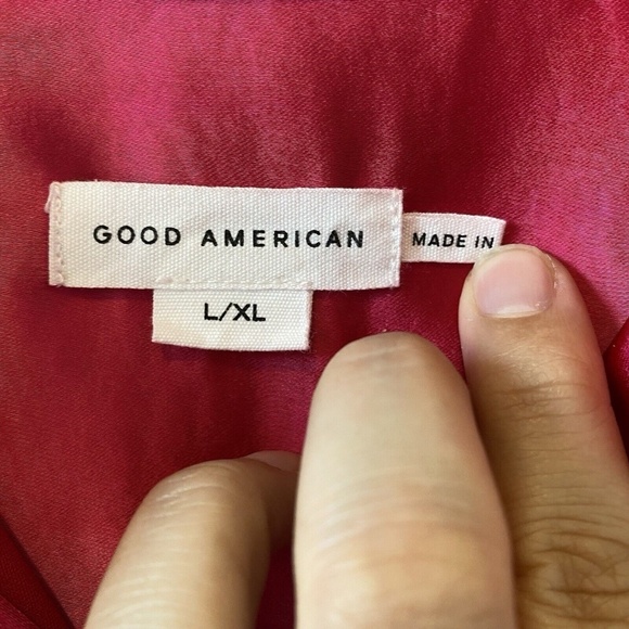 Women's Good American Washed Satin Weekend Shirt L / XL Love Potion Pink - Picture 5 of 14